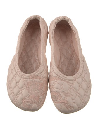 Burberry Leather Embroidered Accent Flats