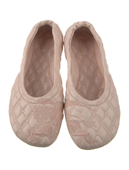 Burberry Leather Embroidered Accent Flats