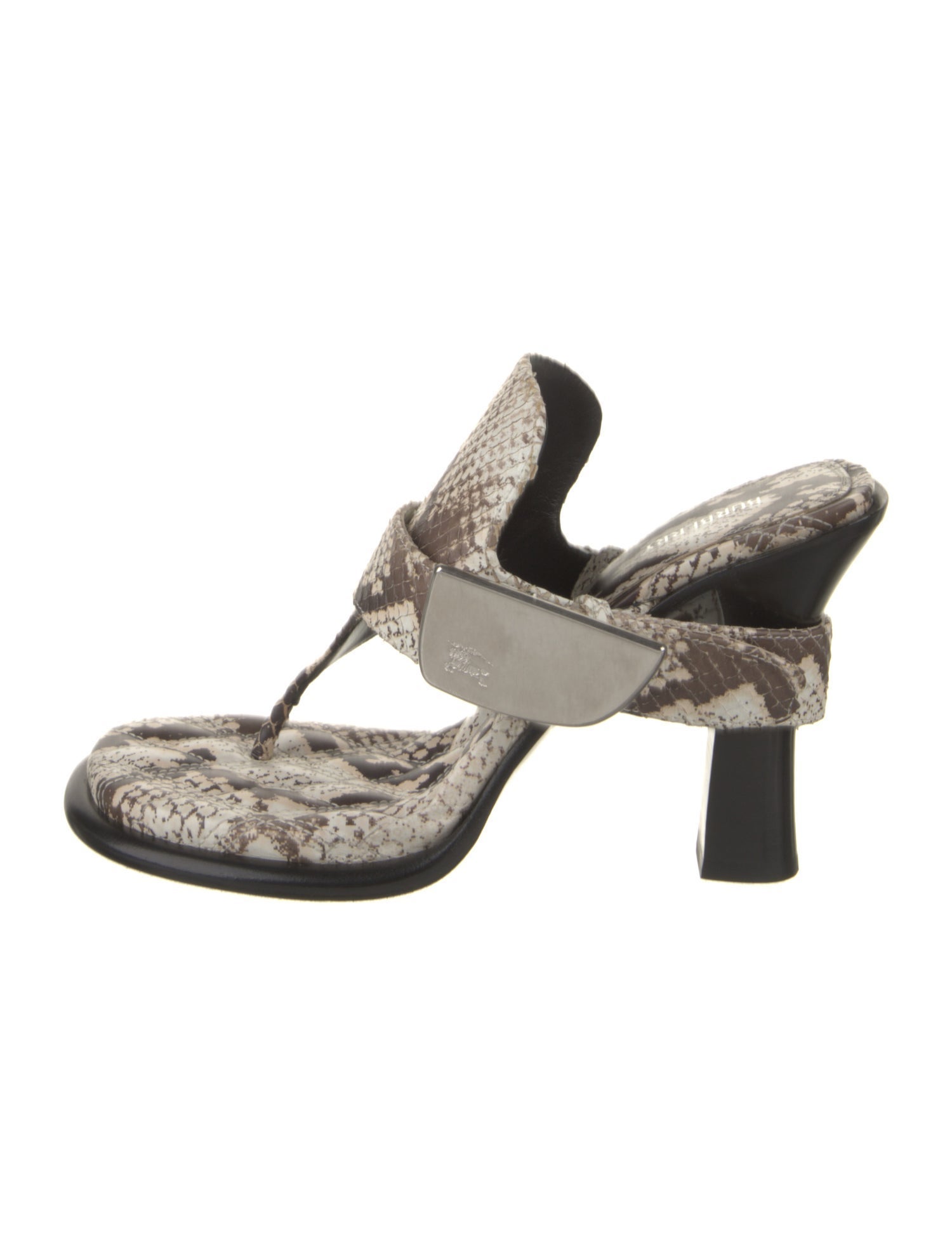 Burberry Snakeskin Animal Print T-Strap Sandals
