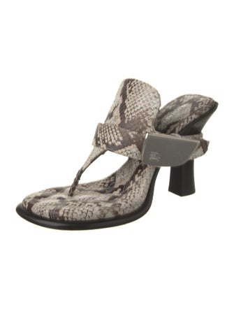 Burberry Snakeskin Animal Print T-Strap Sandals