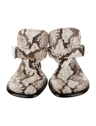 Burberry Prorsum Snakeskin Animal Print T-Strap Sandals