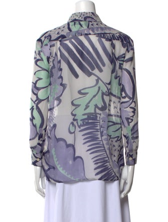 Burberry Prorsum Silk Printed Button-Up Top