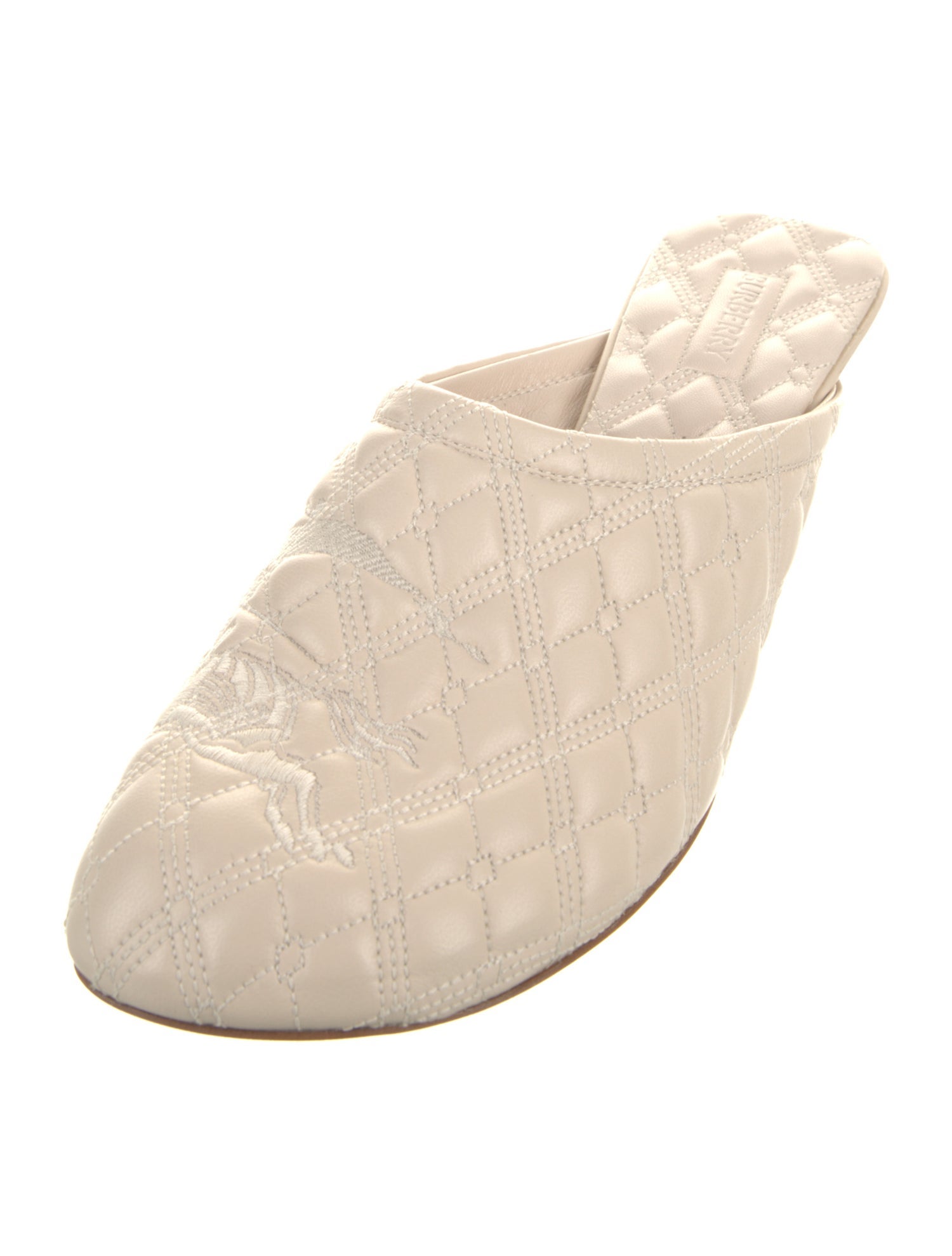 Burberry Leather Embroidered Accent Mules