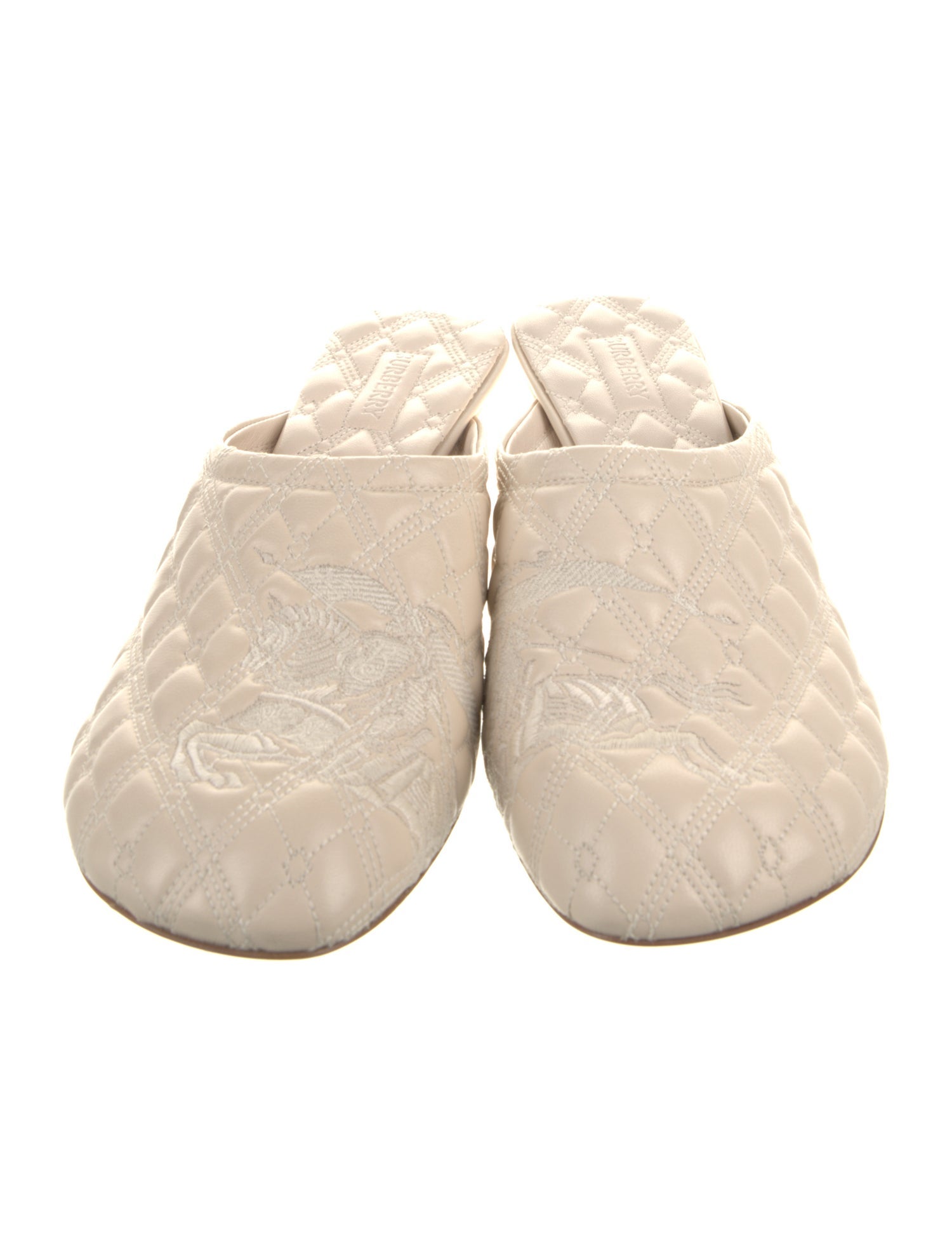 Burberry Leather Embroidered Accent Mules