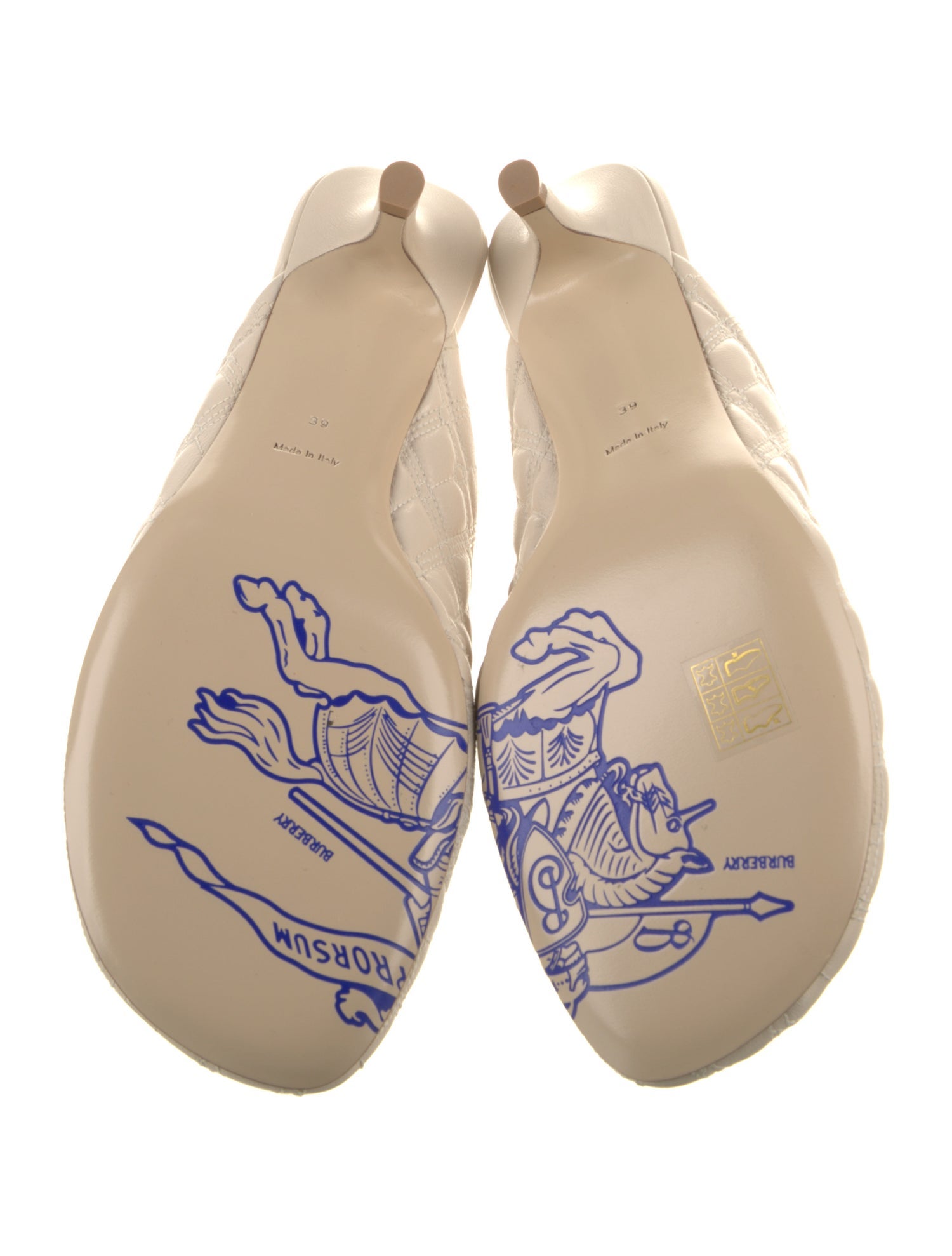 Burberry Leather Embroidered Accent Mules