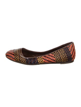 Burberry Prorsum Leather Printed Ballet Flats