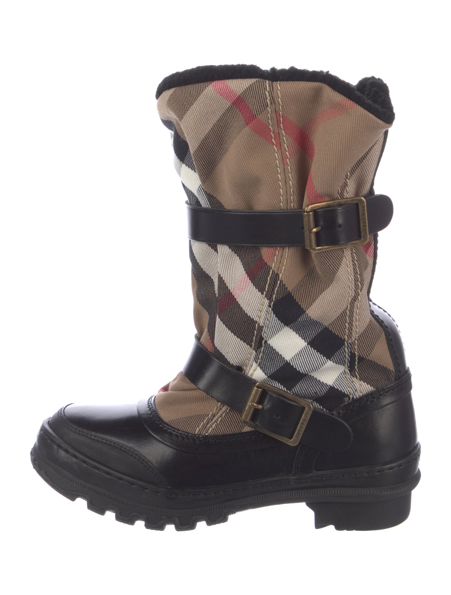 Burberry Prorsum Nova Check Pattern Canvas Boots