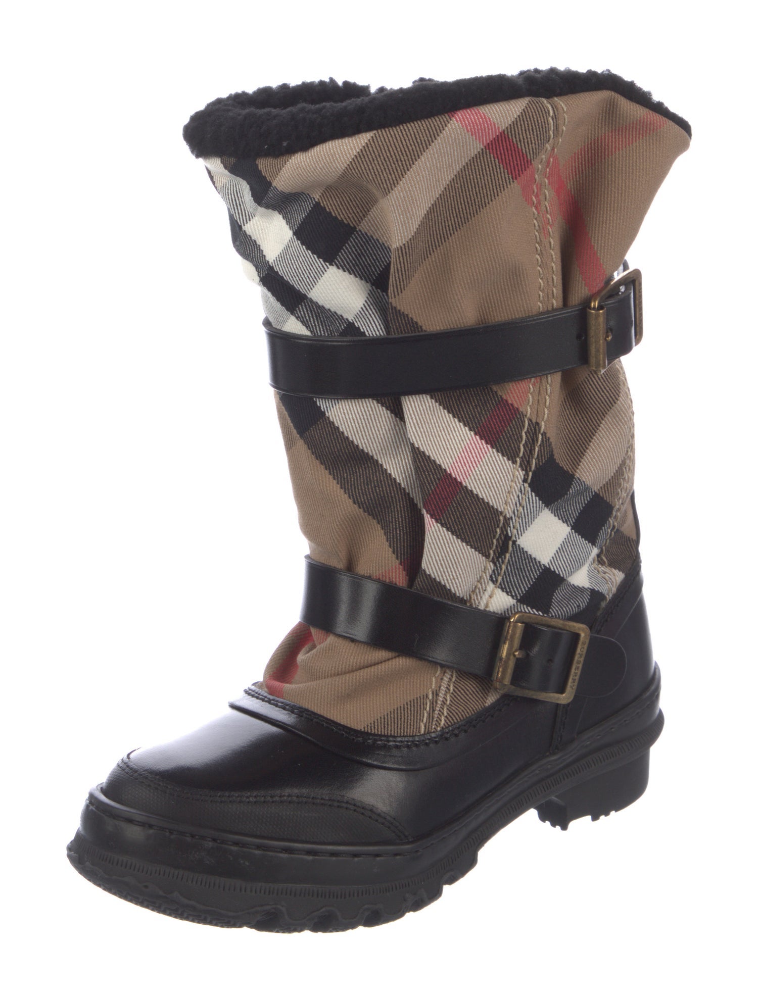 Burberry Prorsum Nova Check Pattern Canvas Boots