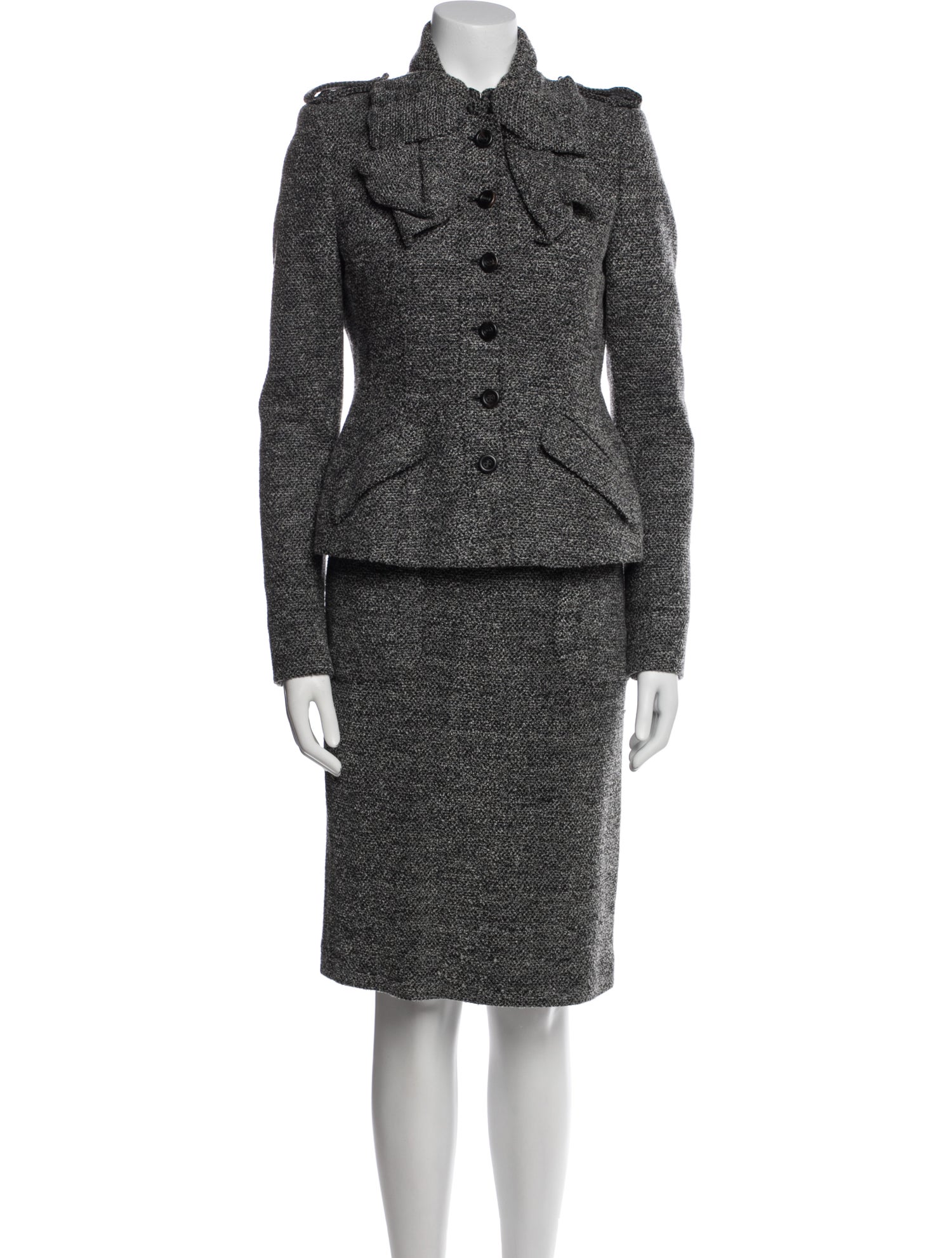 Burberry Prorsum Wool Tweed Pattern Skirt Suit