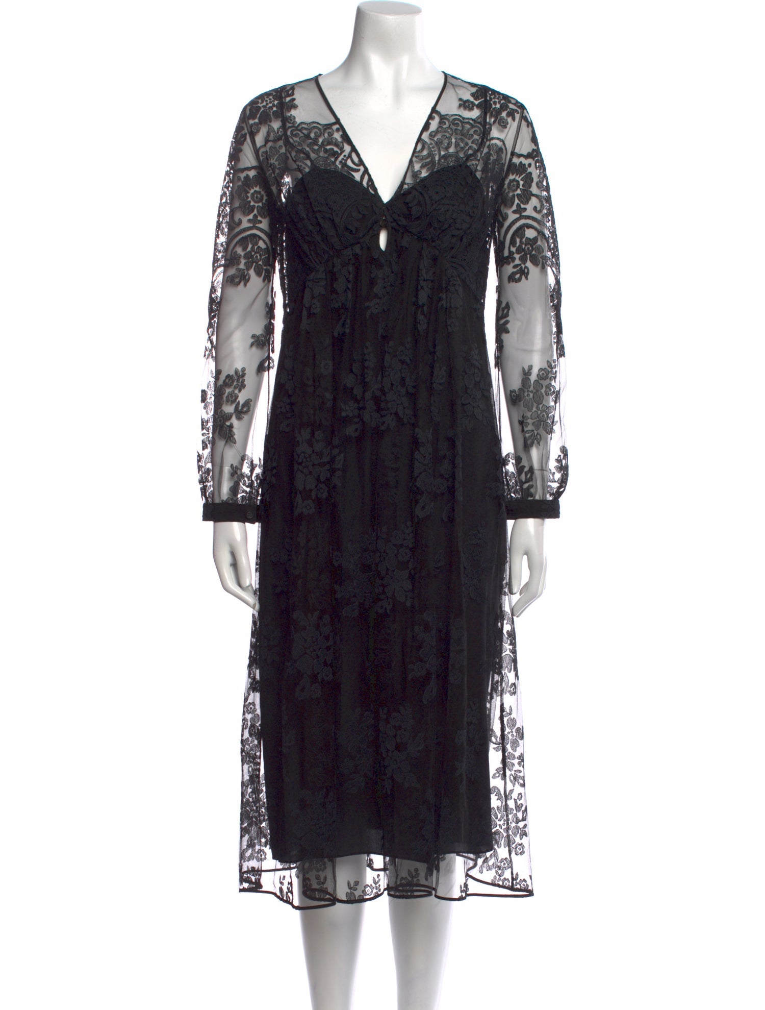 Burberry Prorsum Lace Pattern Midi Length Dress