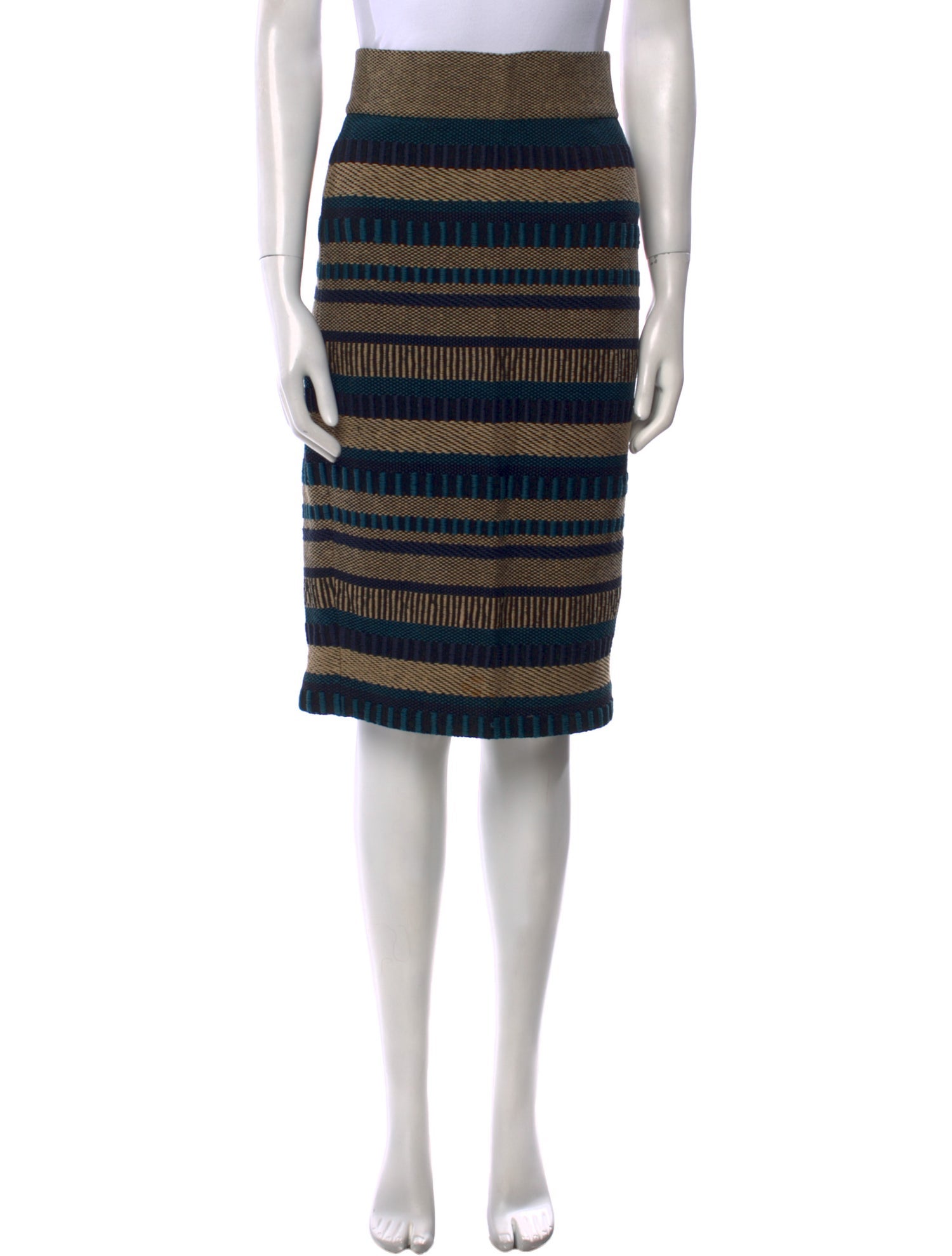 Burberry Prorsum Striped Knee-Length Skirt
