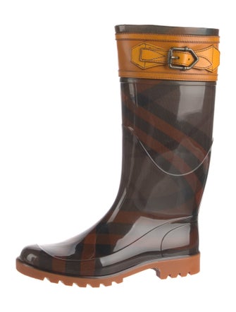 Burberry Prorsum House Check Pattern Rubber Rain Boots