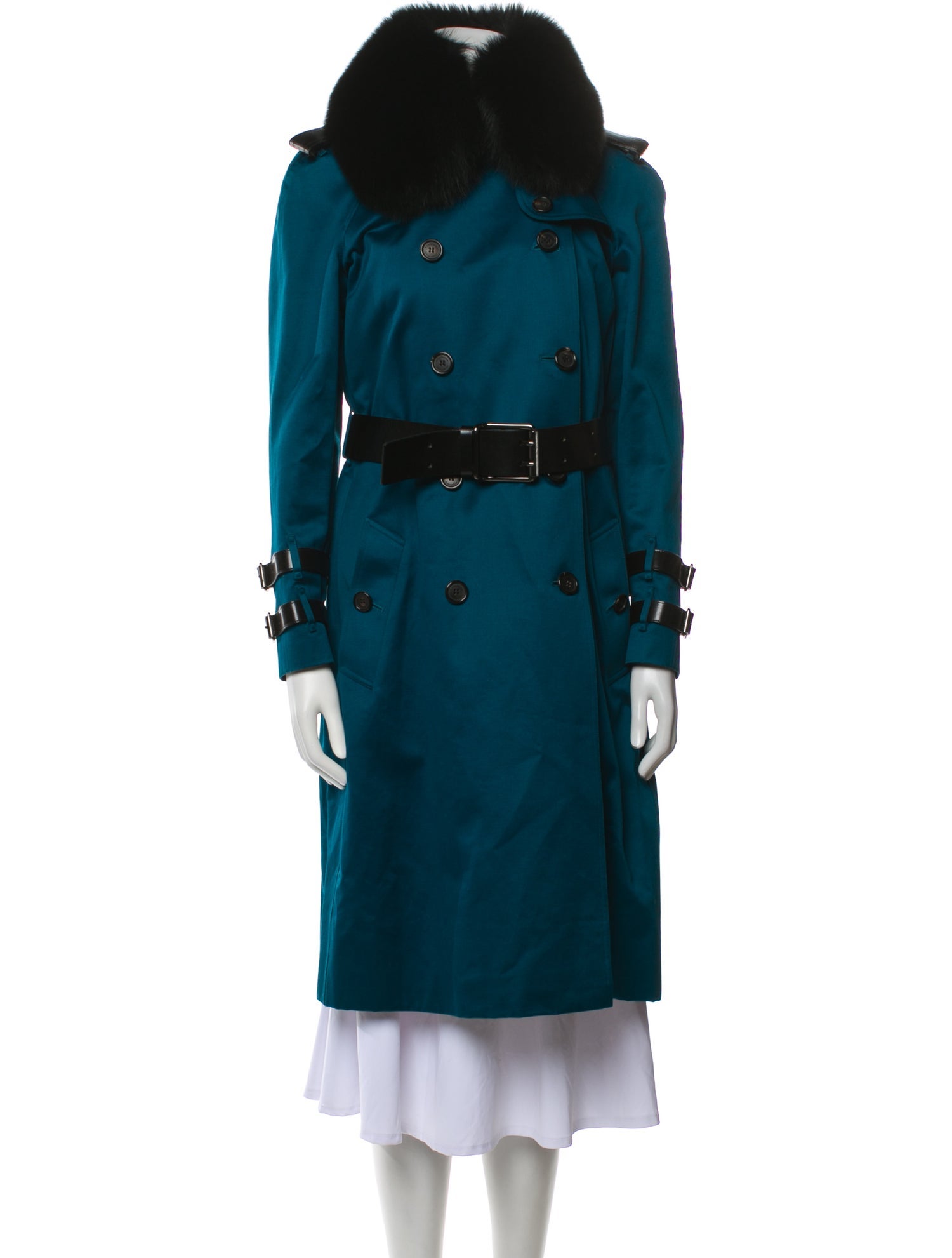 Burberry Prorsum Wool Colorblock Pattern Trench Coat