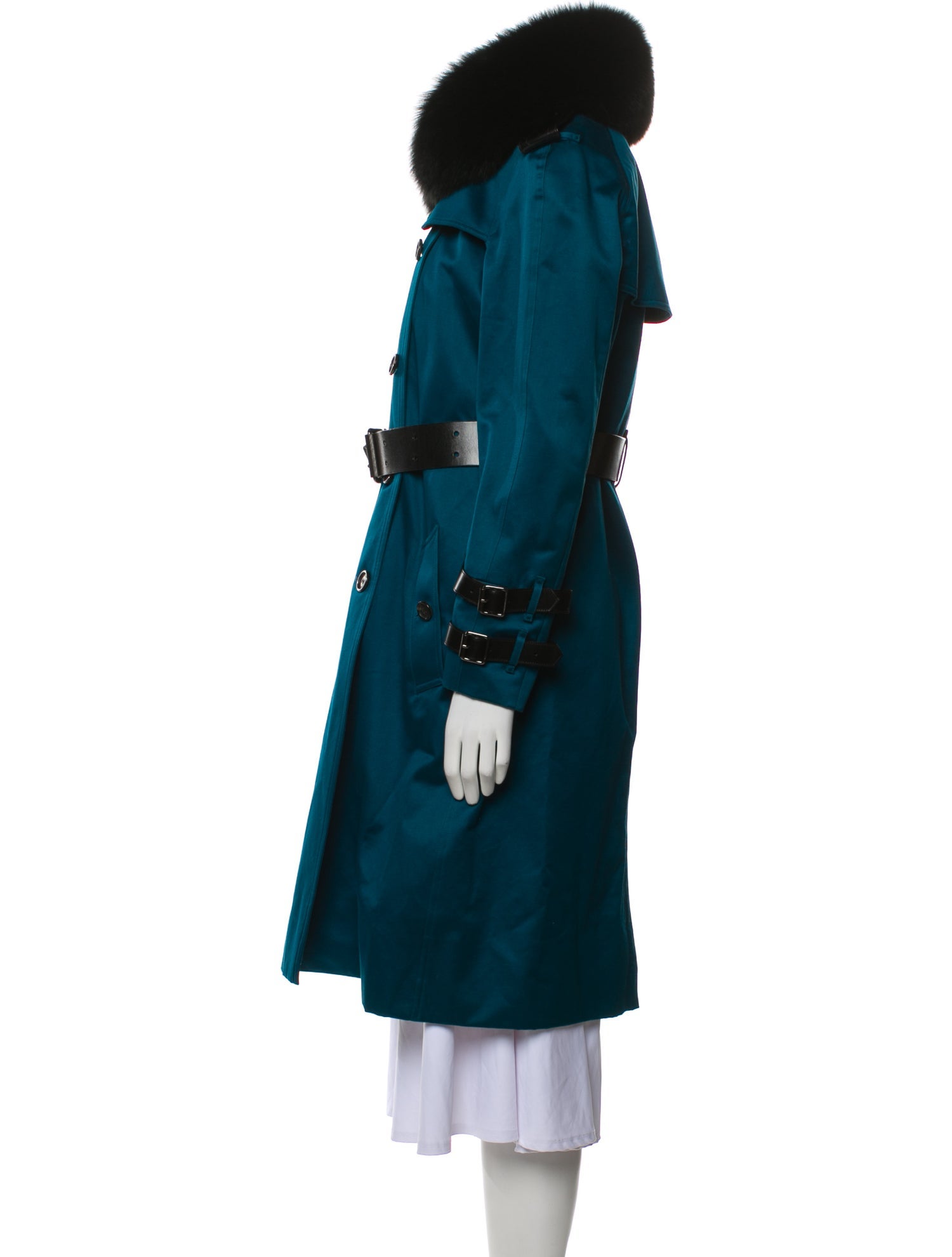 Burberry Prorsum Wool Colorblock Pattern Trench Coat