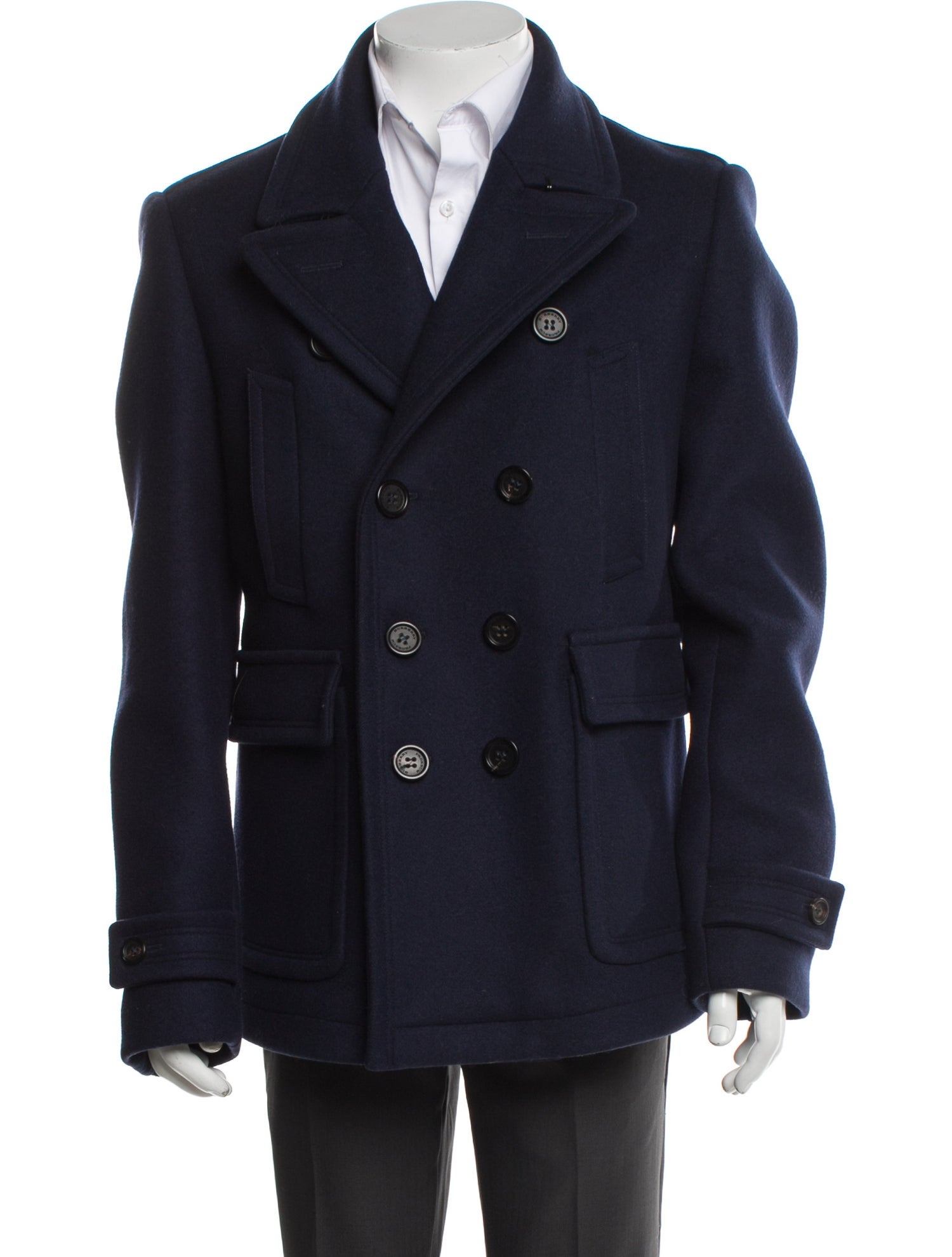 Burberry Prorsum Abstract Check Virgin Wool Peacoat