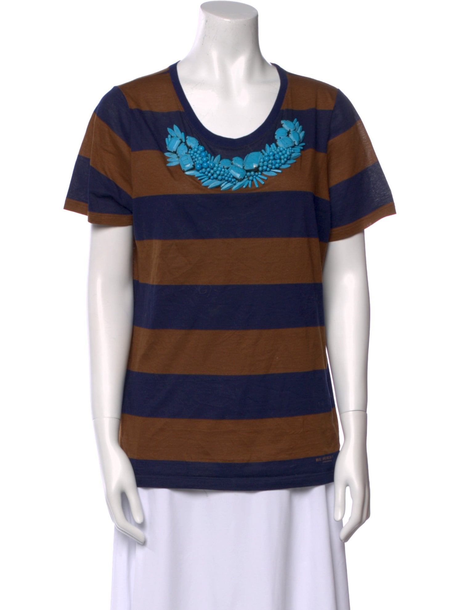Burberry Prorsum Striped Scoop Neck T-Shirt
