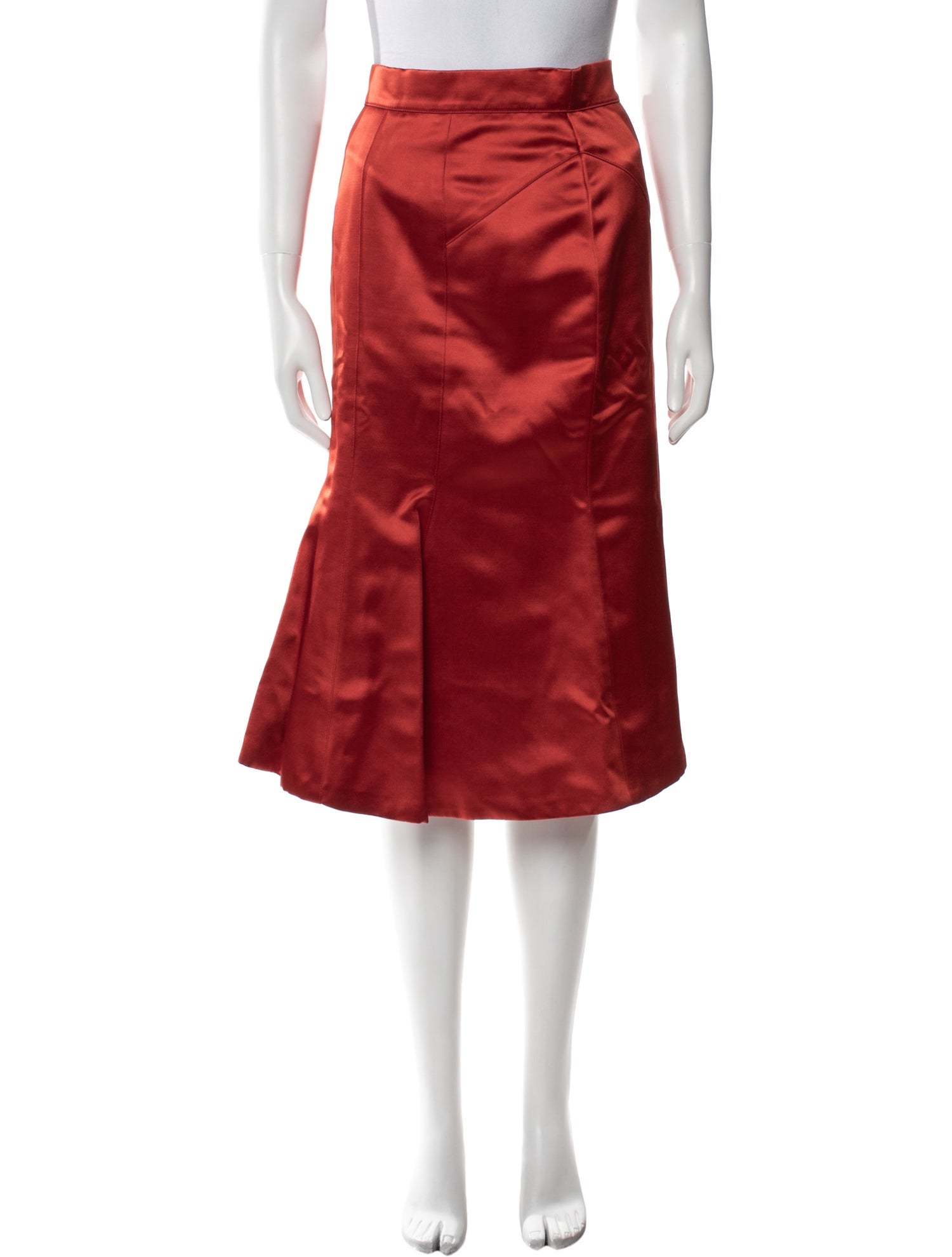 Burberry Prorsum Leather Trim Embellishment Knee-Length Skirt