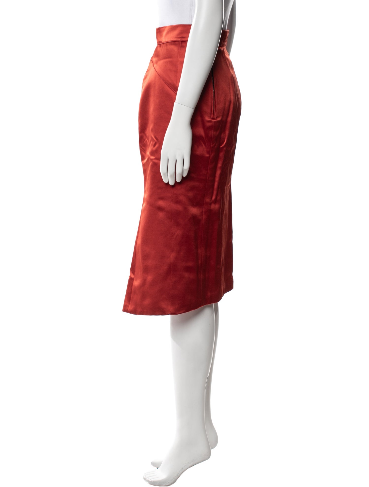 Burberry Prorsum Leather Trim Embellishment Knee-Length Skirt