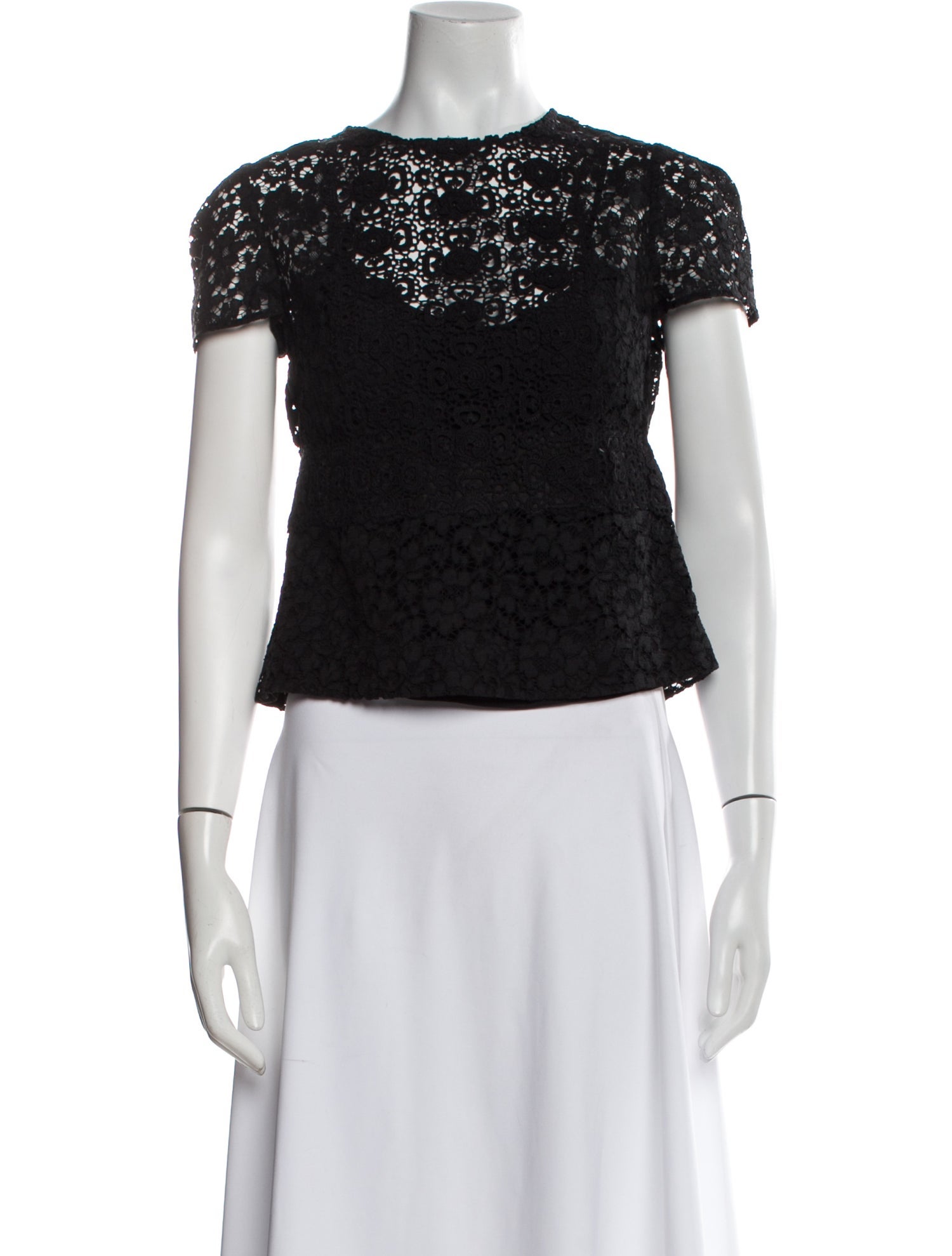 Burberry Prorsum Lace Pattern Crew Neck Top