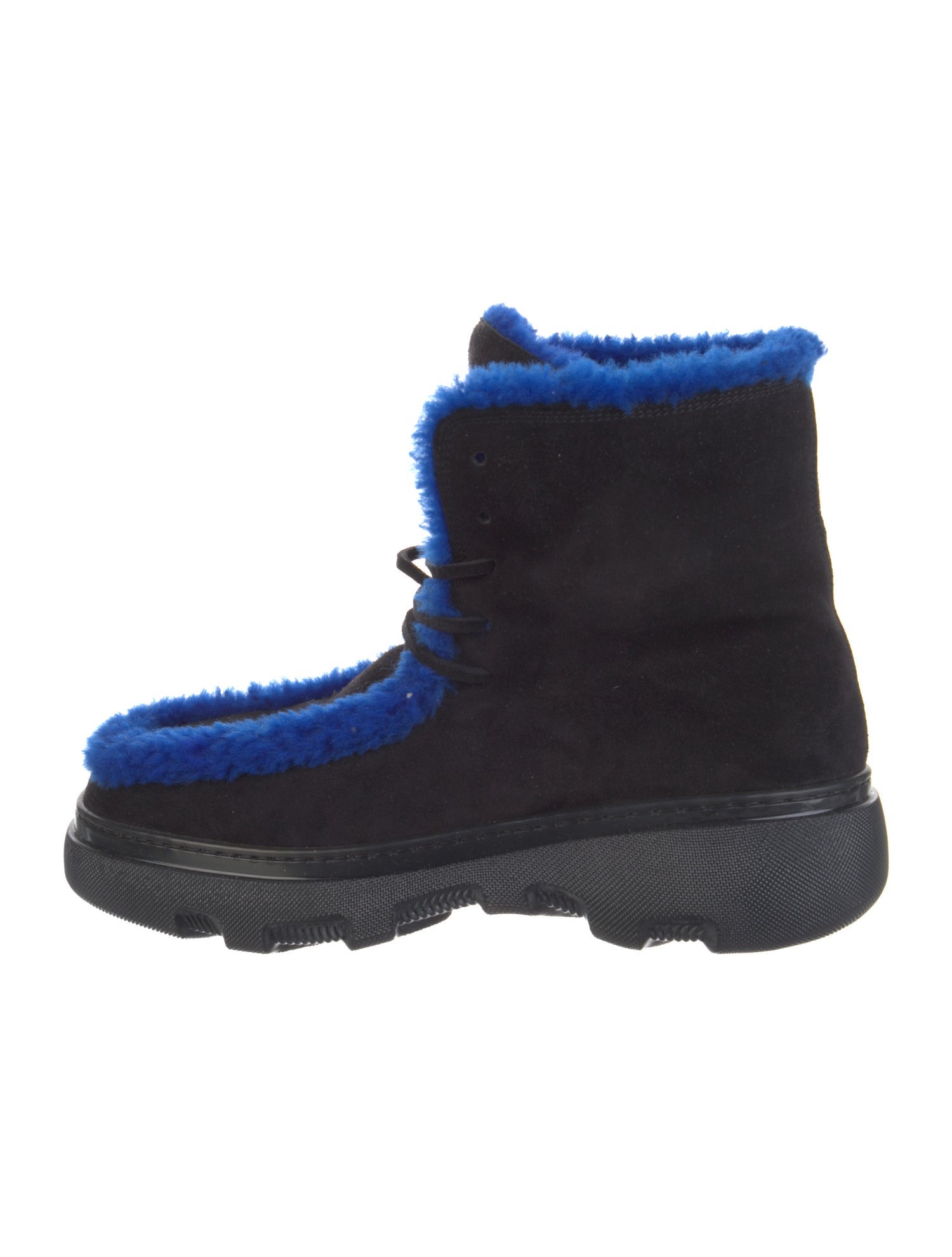 Burberry Prorsum Suede Faux Fur Trim Lace-Up Boots