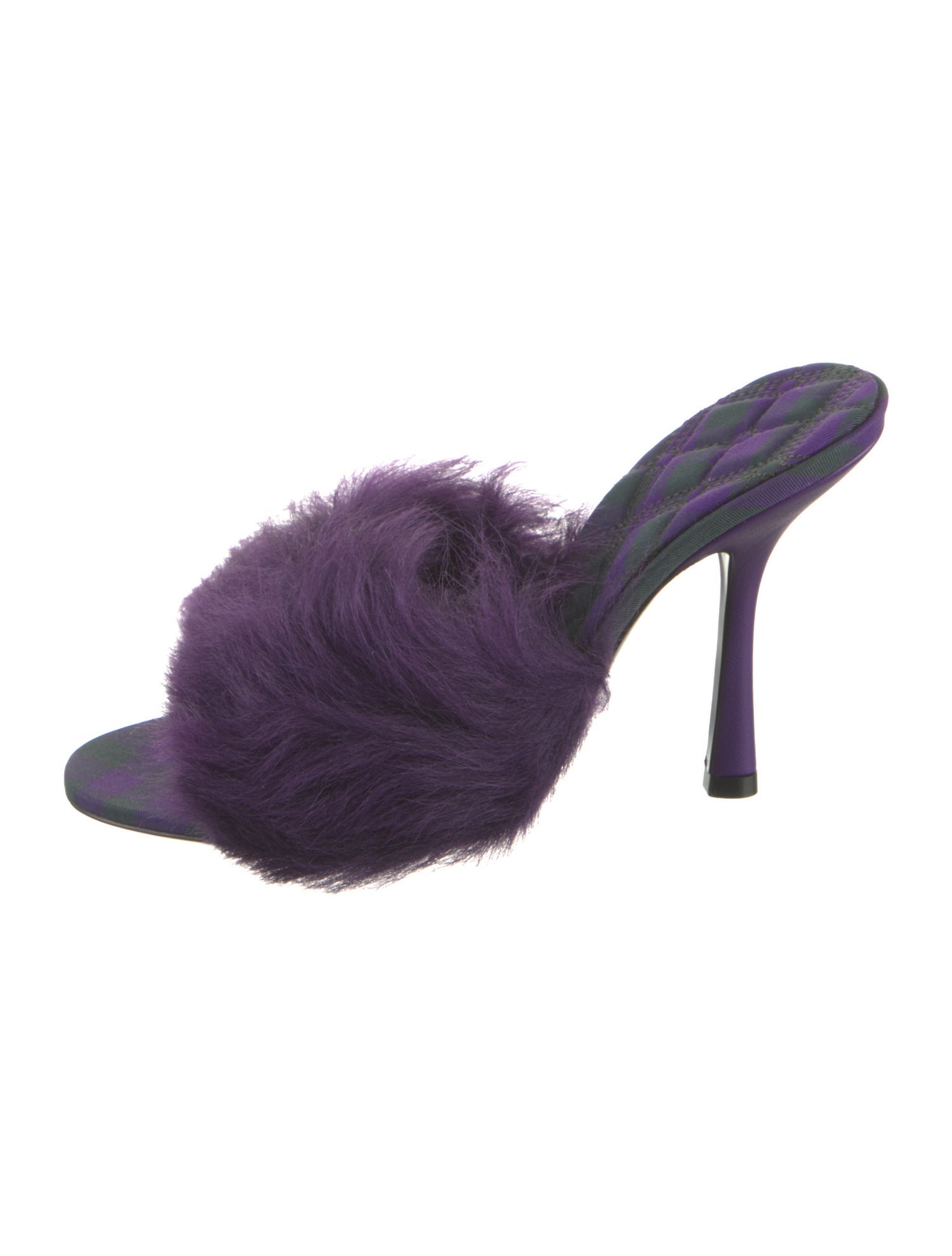 Burberry Faux Fur Floral Print Slides