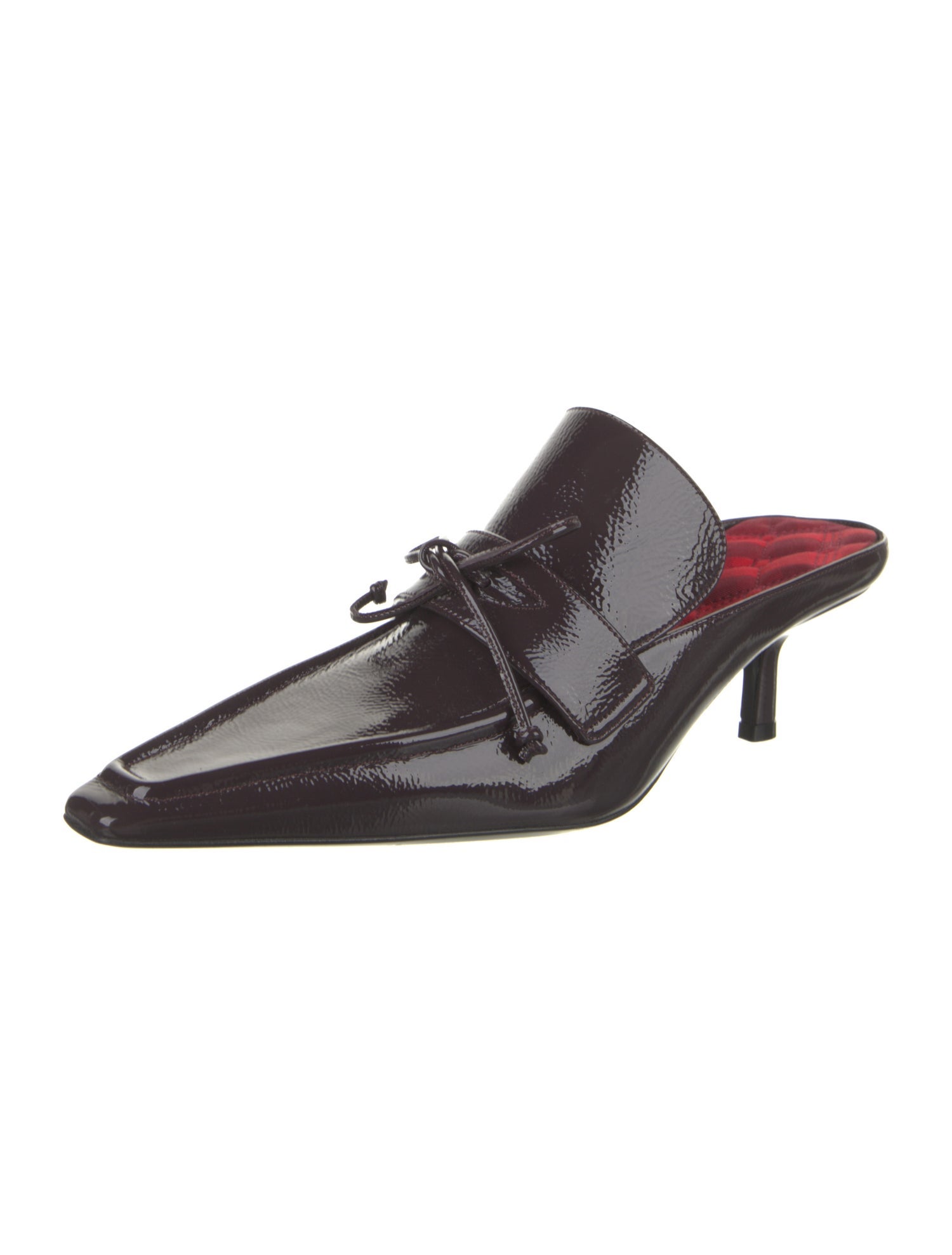 Burberry Patent Leather Bow Accents Mules