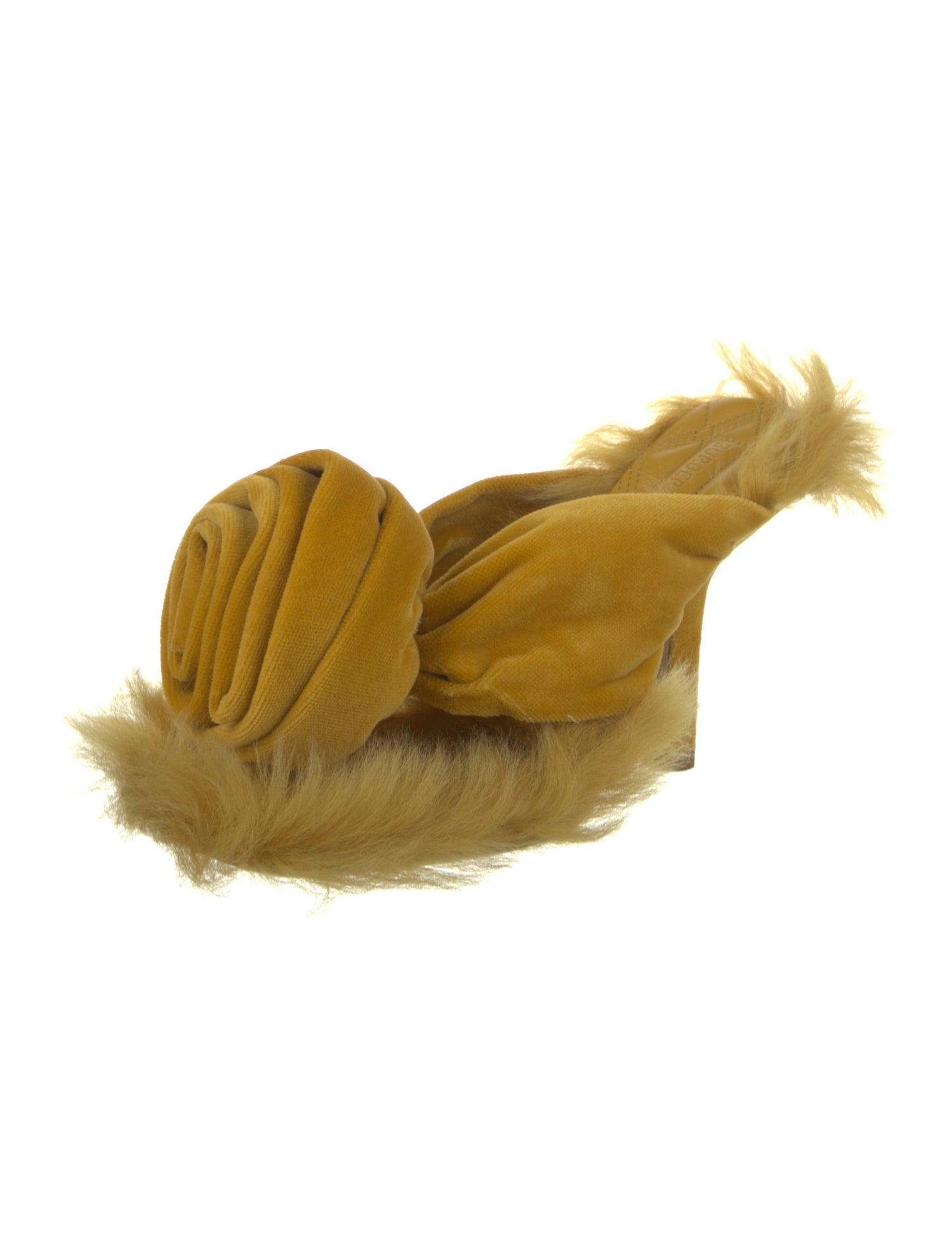 Burberry Velvet Faux Fur Trim Slides