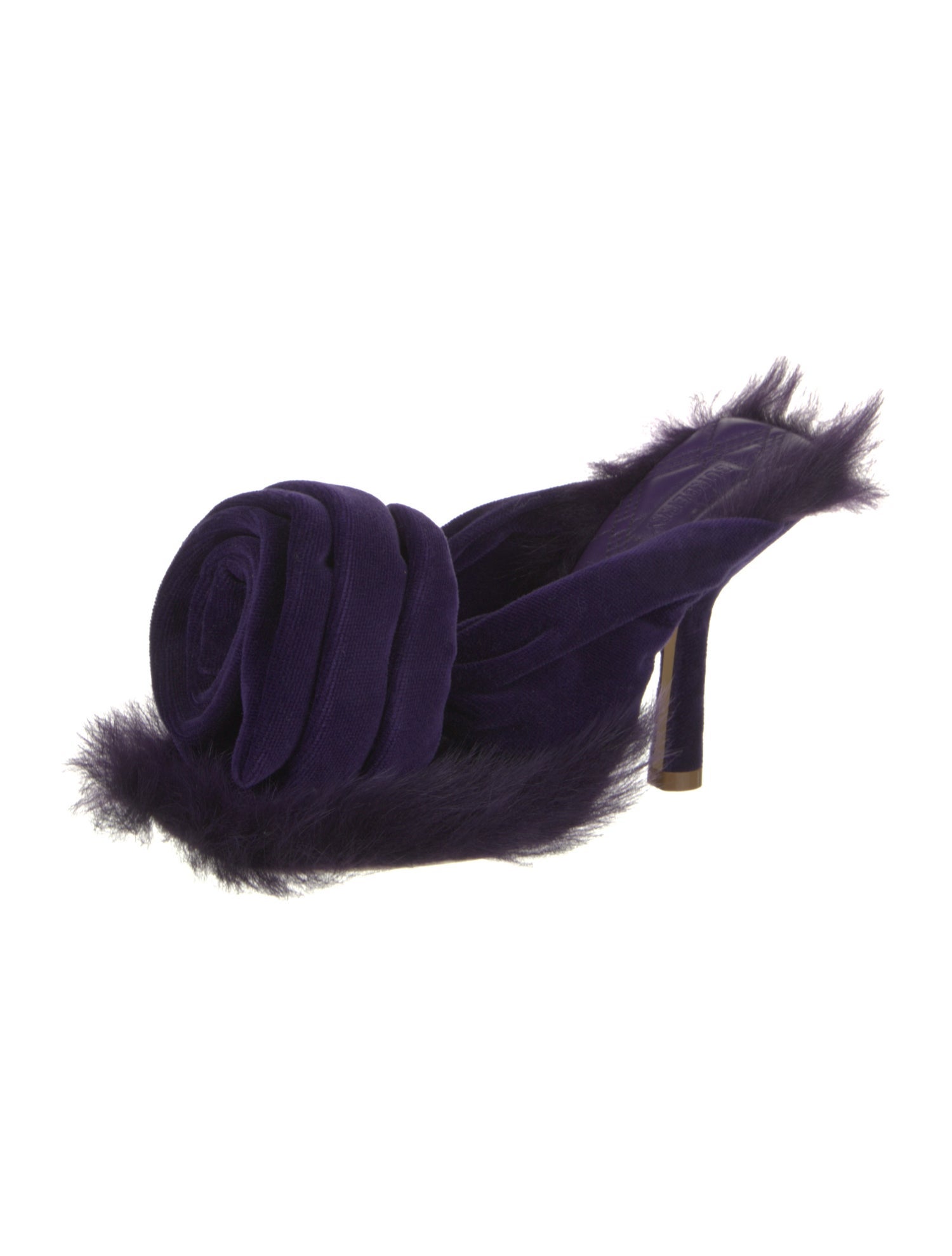 Burberry Velvet Faux Fur Trim Slides