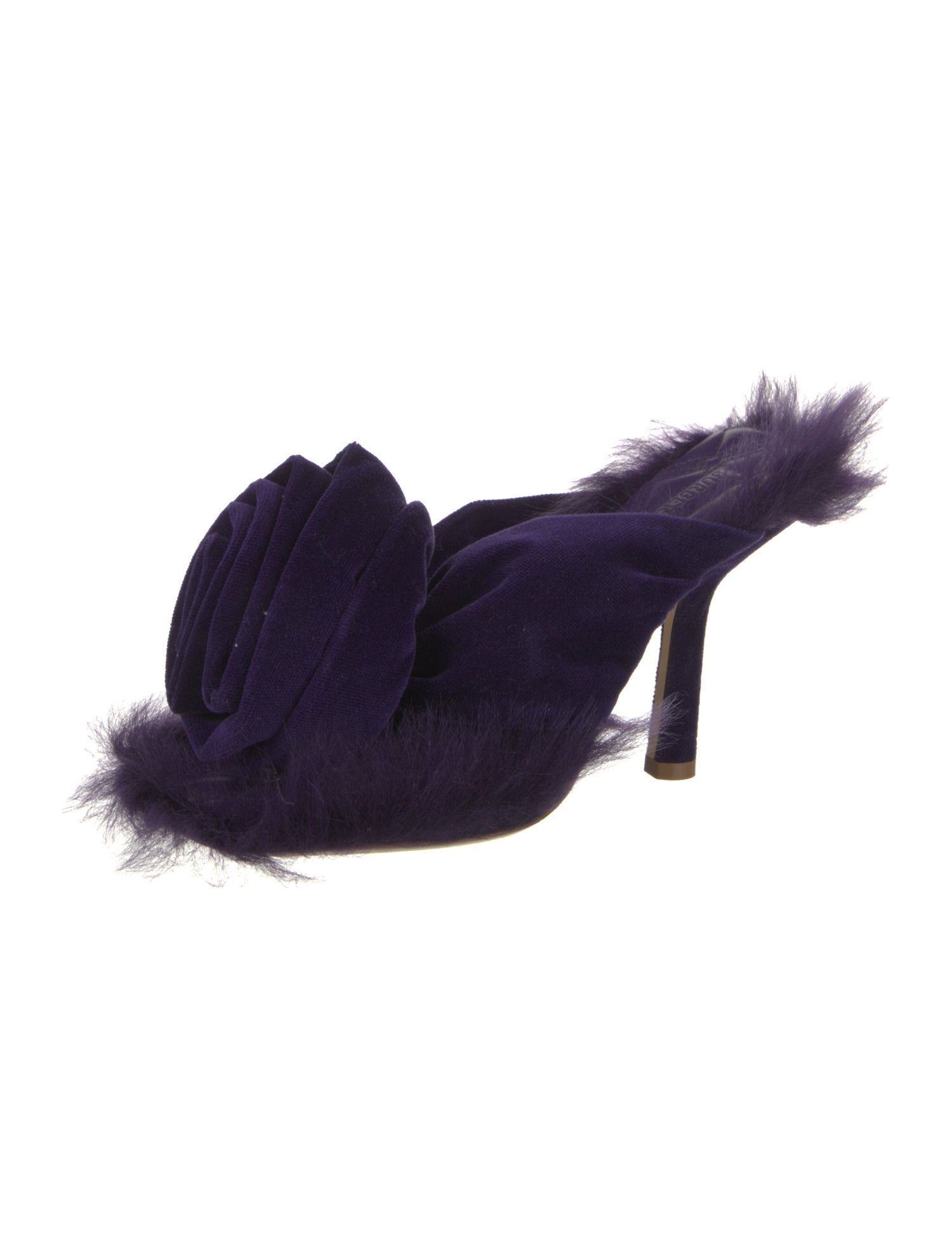 Burberry Velvet Faux Fur Trim Slides