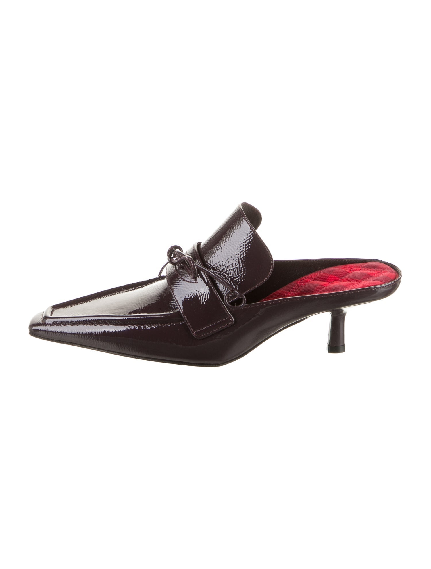 Burberry Patent Leather Bow Accents Mules