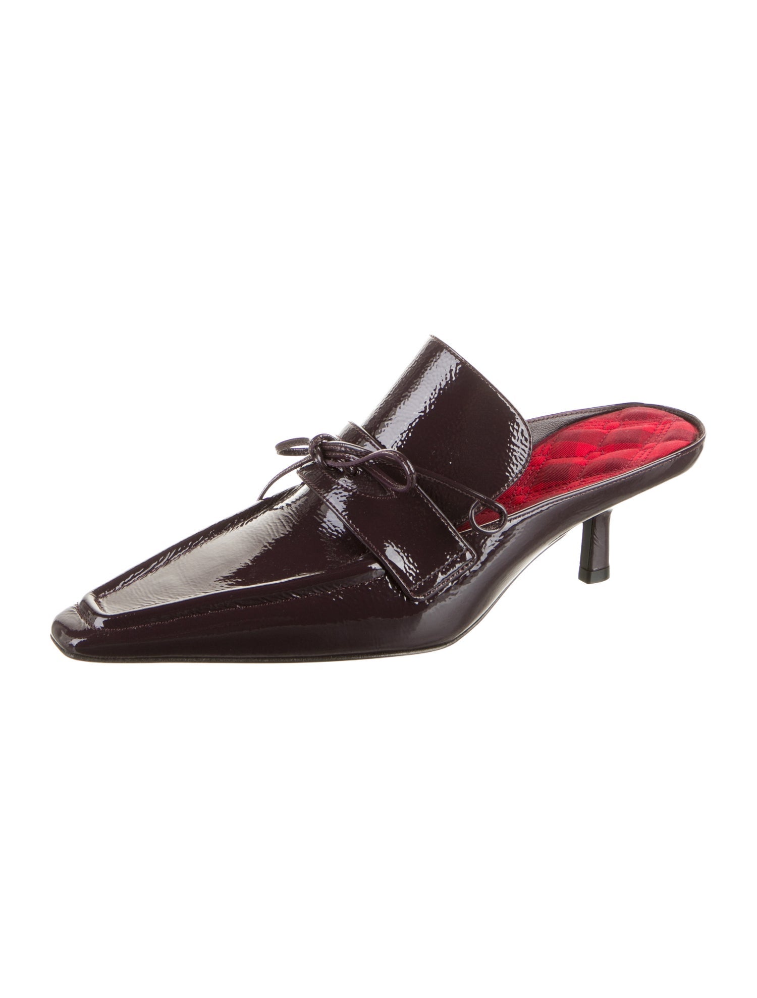 Burberry Patent Leather Bow Accents Mules