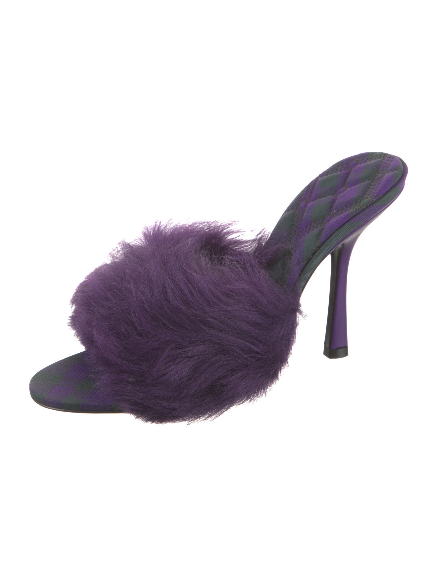 Burberry Leather Faux Fur Trim Slides