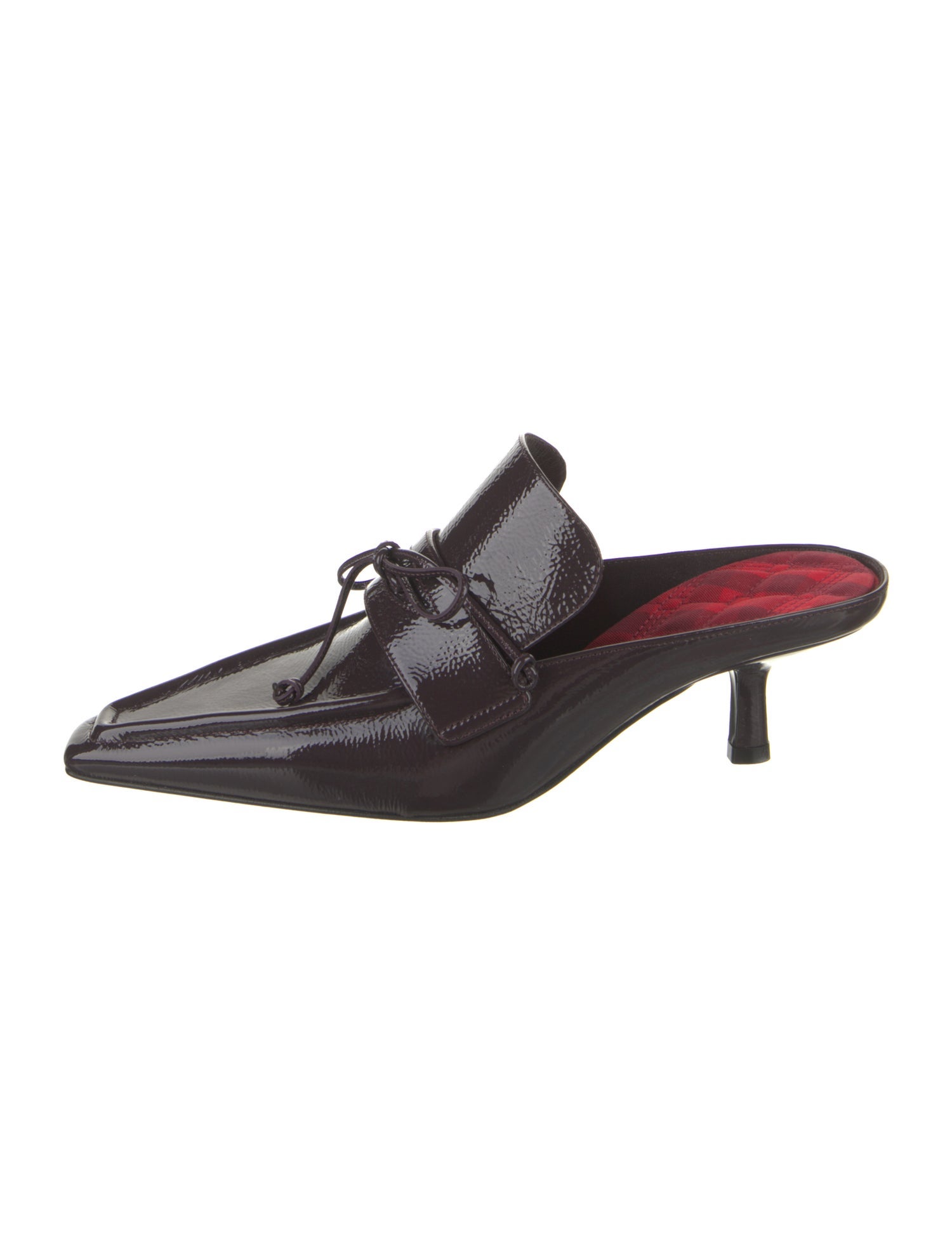 Burberry Patent Leather Bow Accents Mules