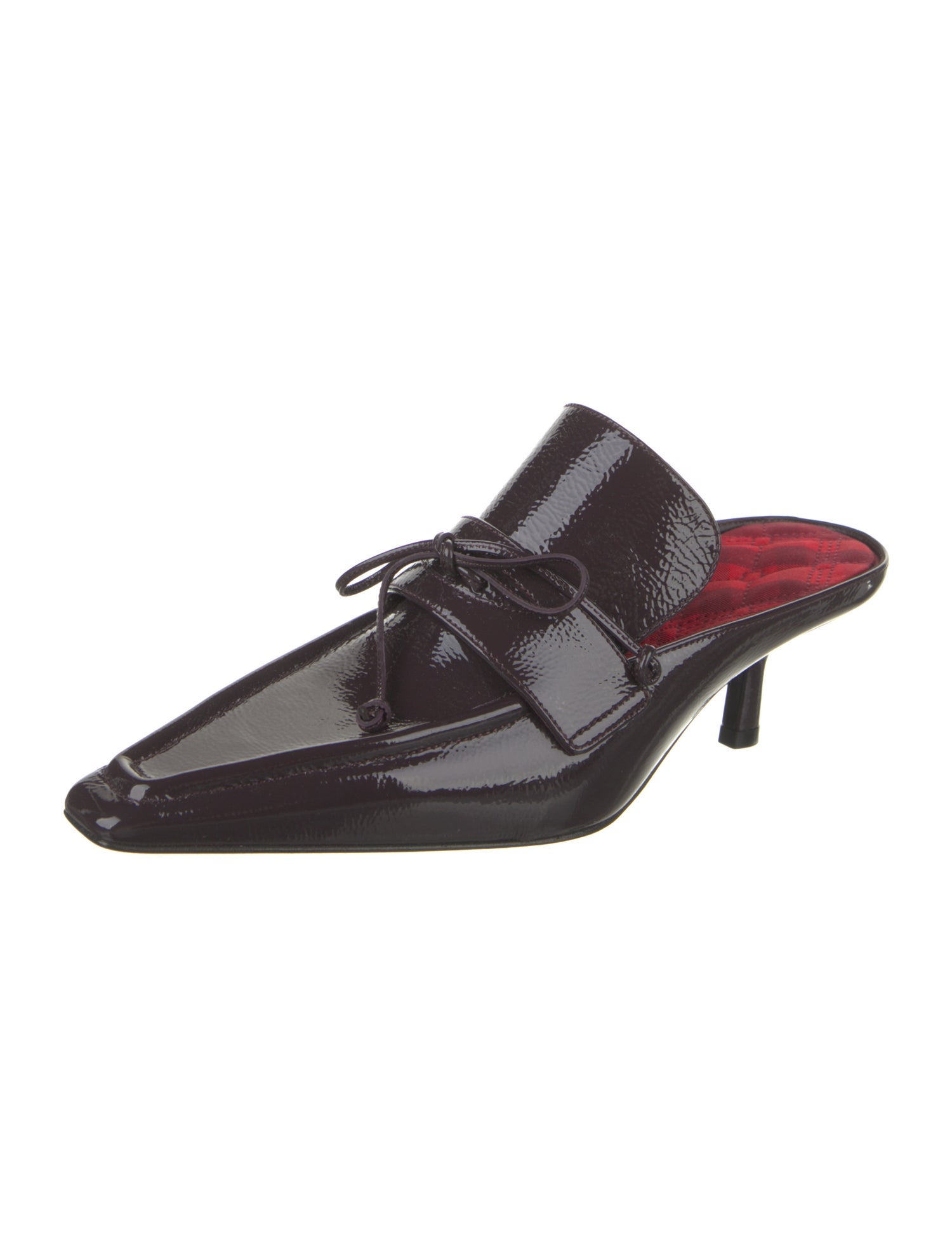 Burberry Patent Leather Bow Accents Mules