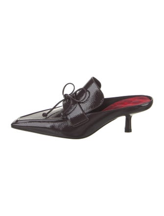 Burberry Prorsum Patent Leather Bow Accents Mules