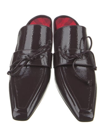 Burberry Prorsum Patent Leather Bow Accents Mules