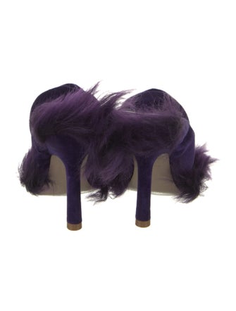 Burberry Velvet Faux Fur Trim Slides