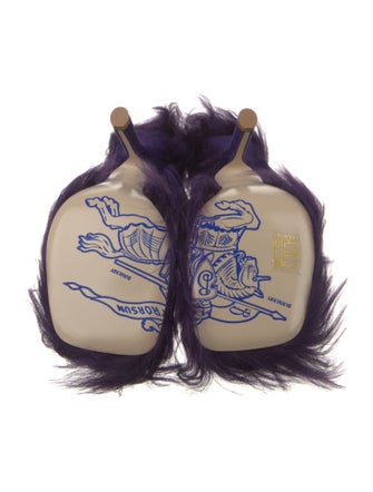 Burberry Velvet Faux Fur Trim Slides