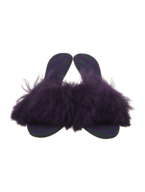 Burberry Faux Fur Leather Trim Embellishment Slides