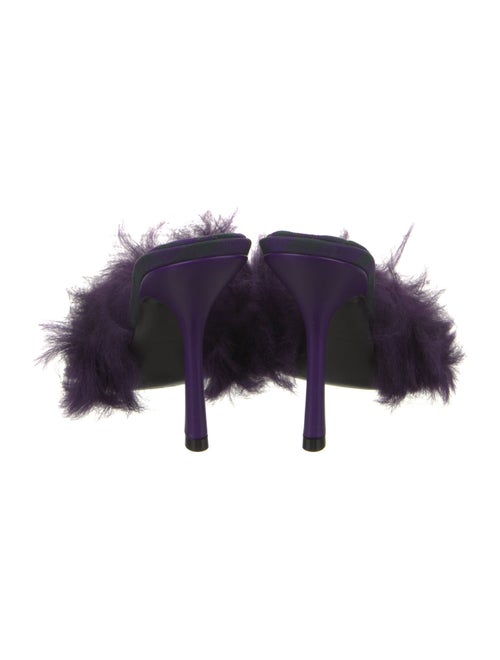 Burberry Faux Fur Leather Trim Embellishment Slides