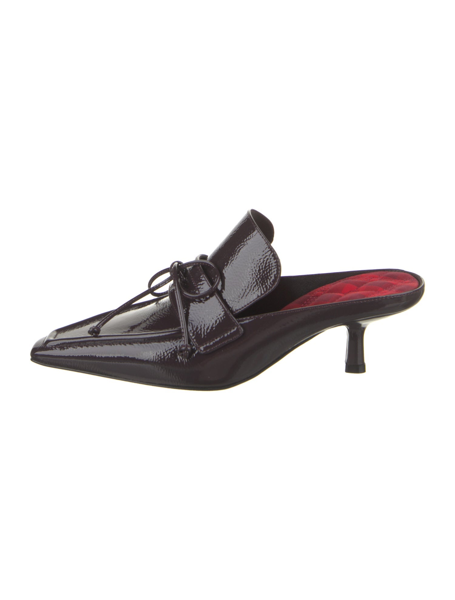 Burberry Patent Leather Bow Accents Mules