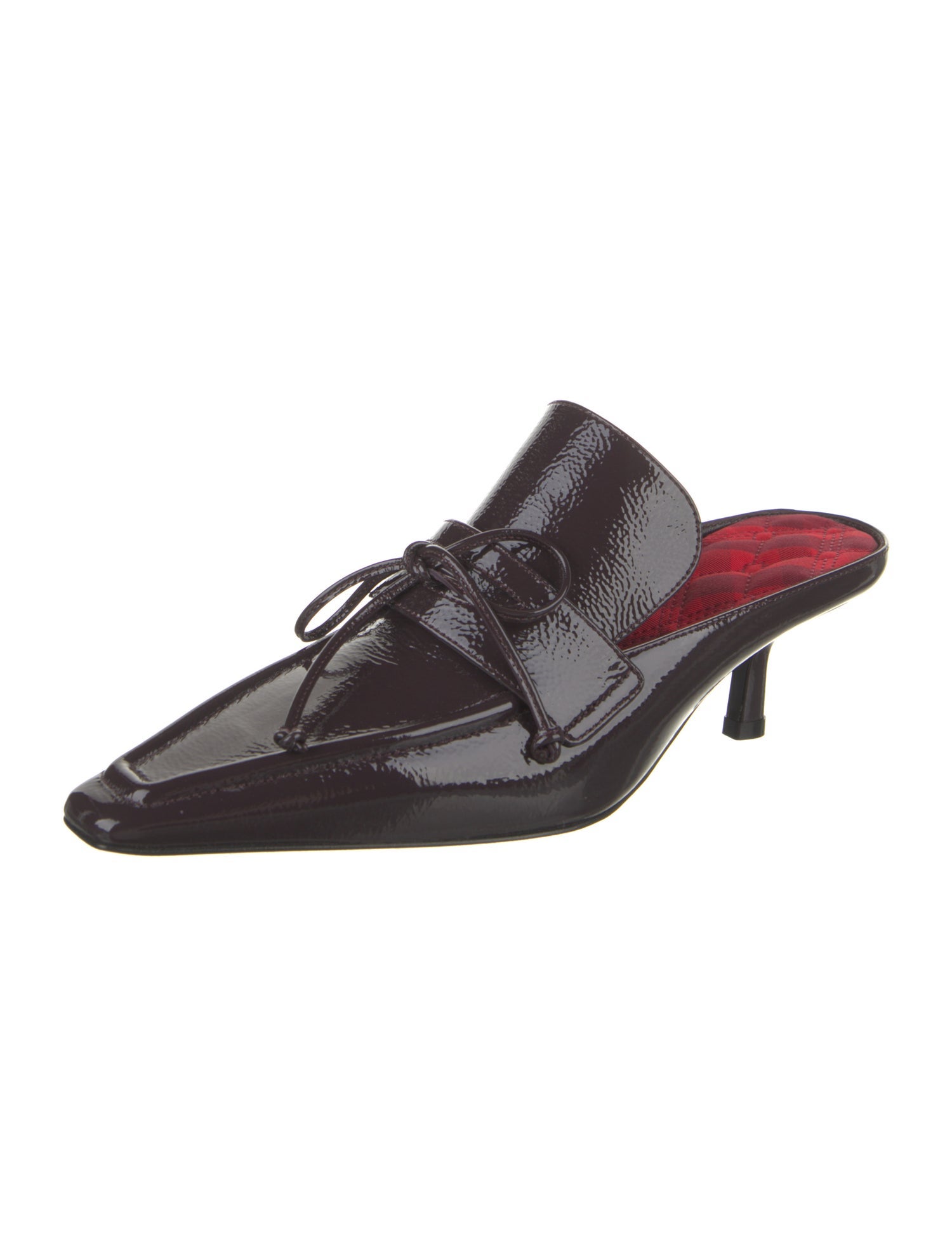 Burberry Patent Leather Bow Accents Mules