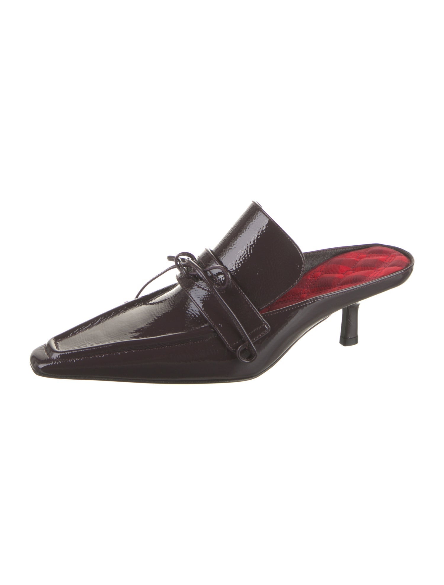 Burberry Patent Leather Bow Accents Mules
