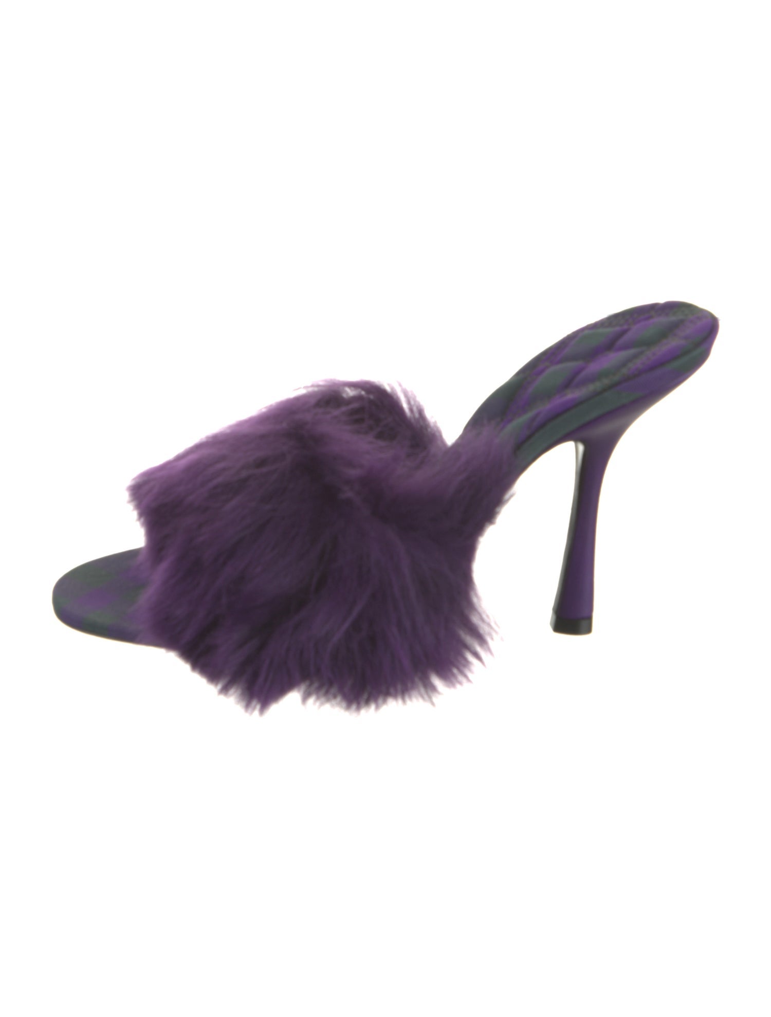 Burberry Faux Fur Leather Trim Embellishment Slides