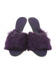 Burberry Faux Fur Leather Trim Embellishment Slides