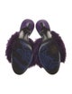Burberry Faux Fur Leather Trim Embellishment Slides