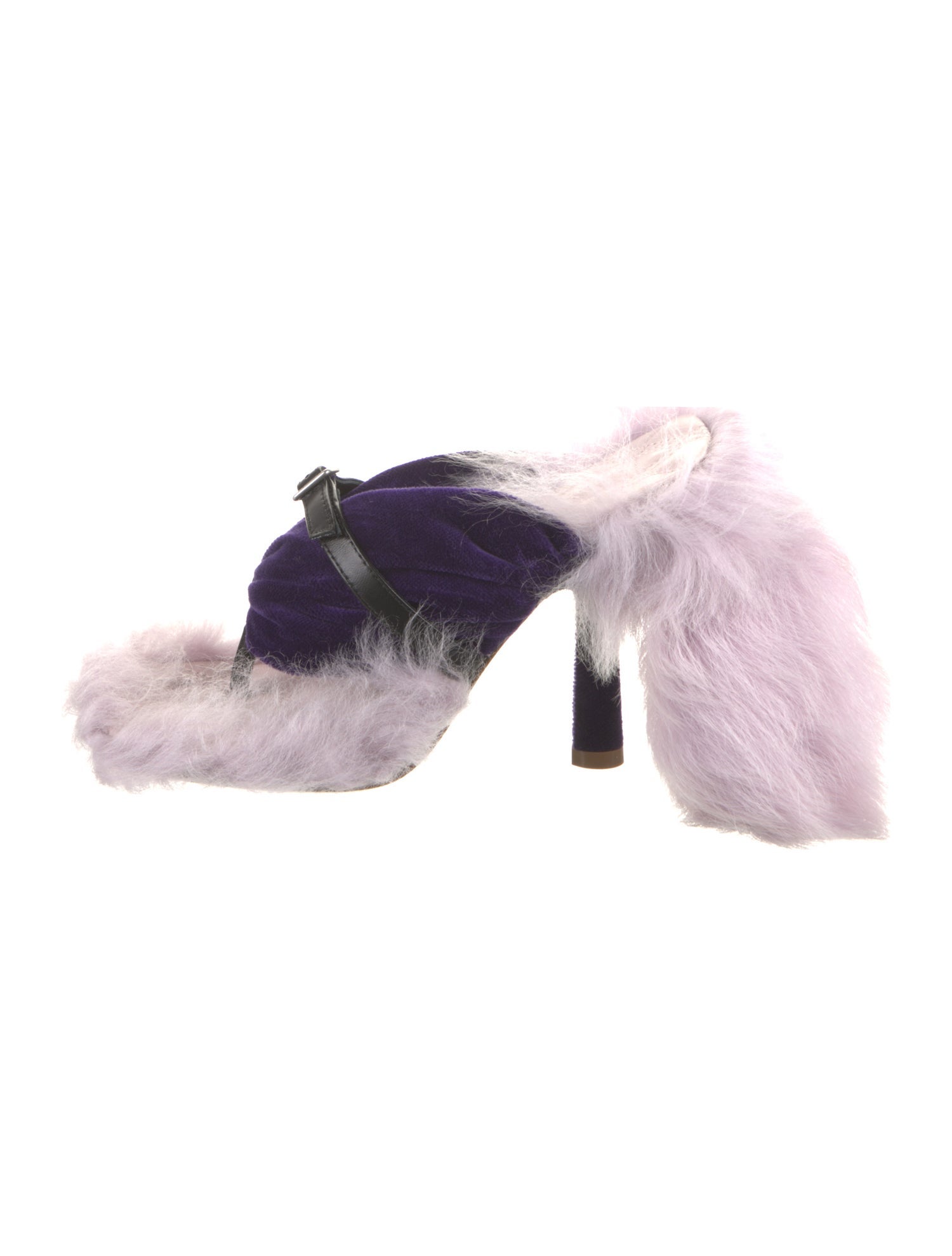 Burberry Velvet Faux Fur Trim Slides