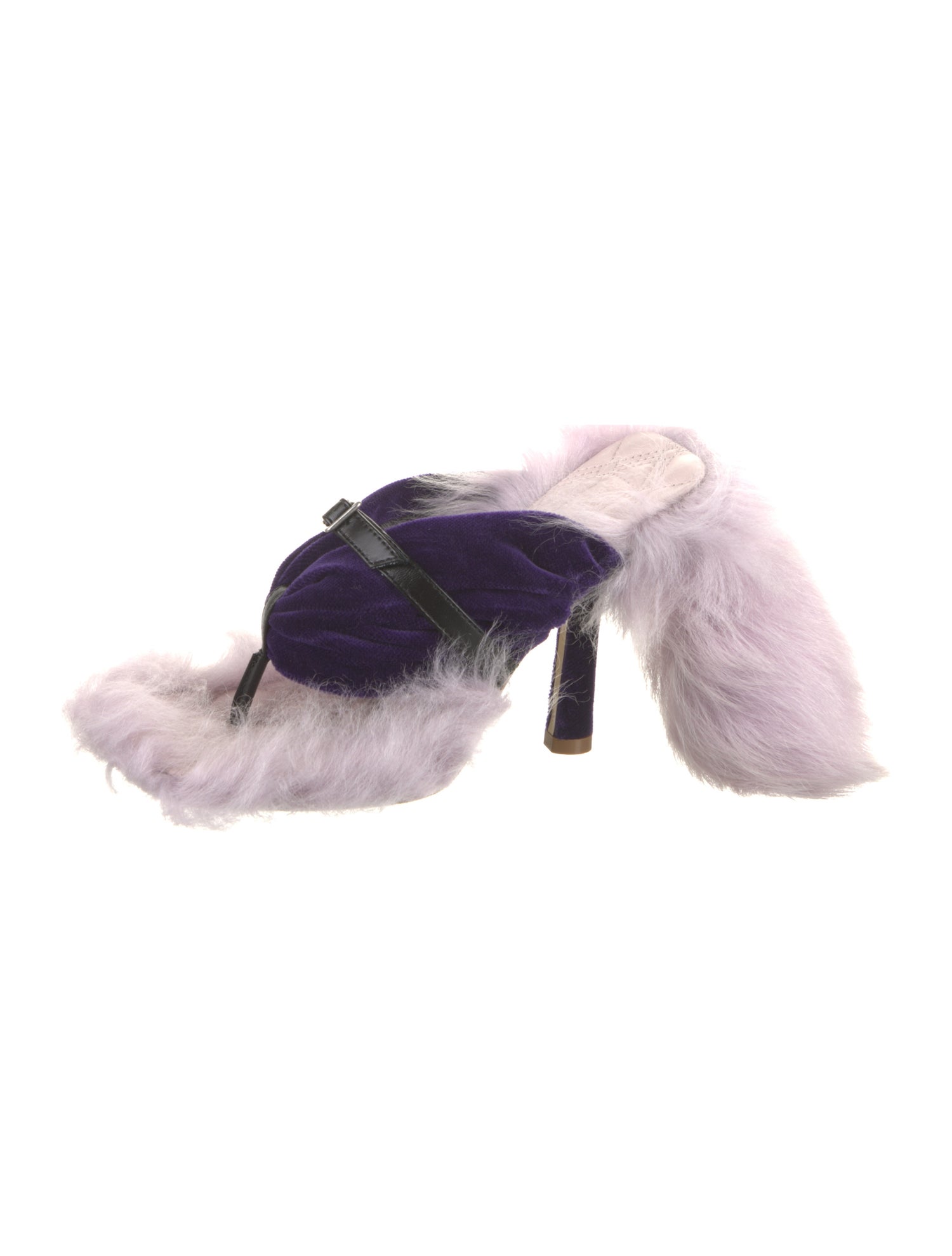 Burberry Velvet Faux Fur Trim Slides