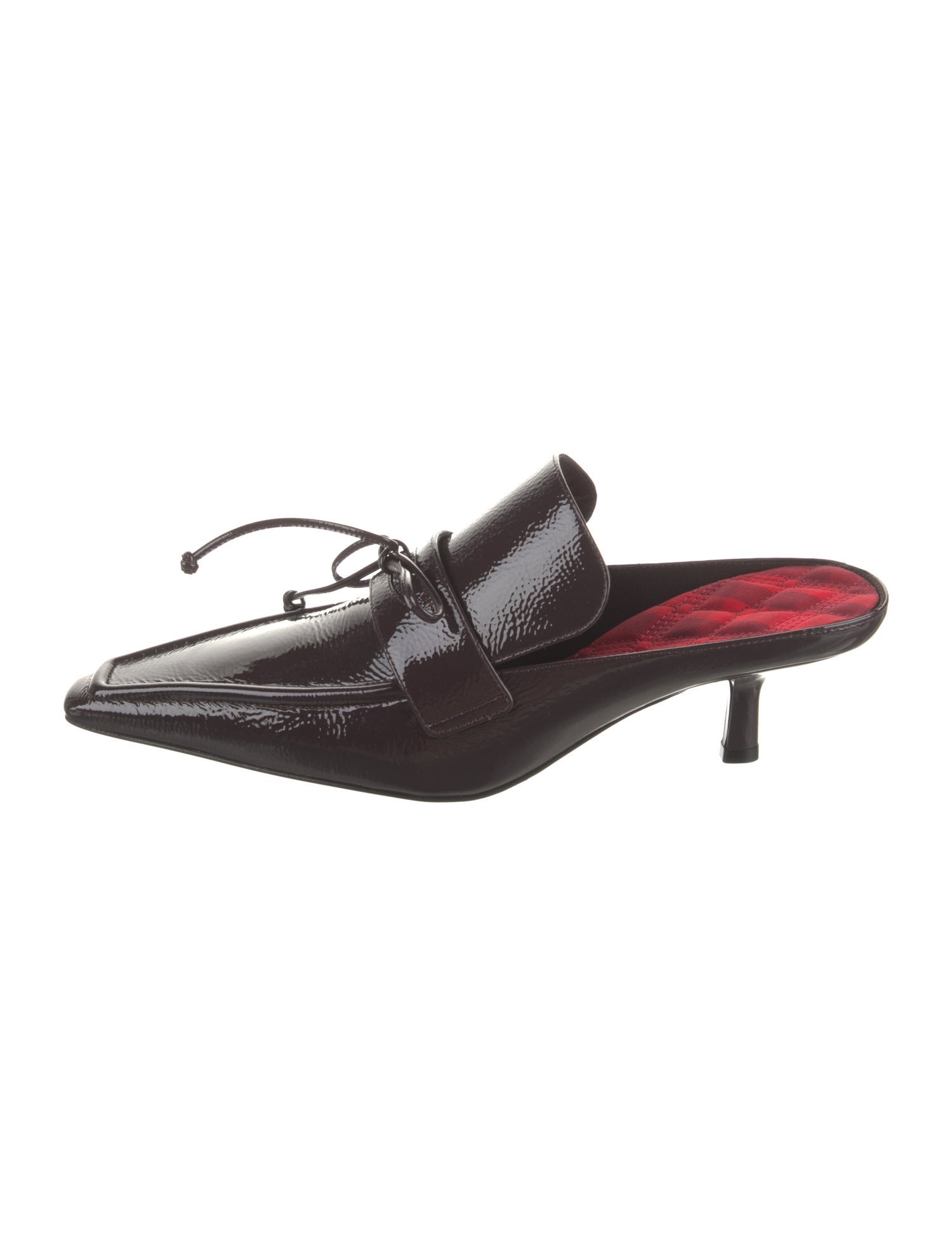 Burberry Patent Leather Bow Accents Mules