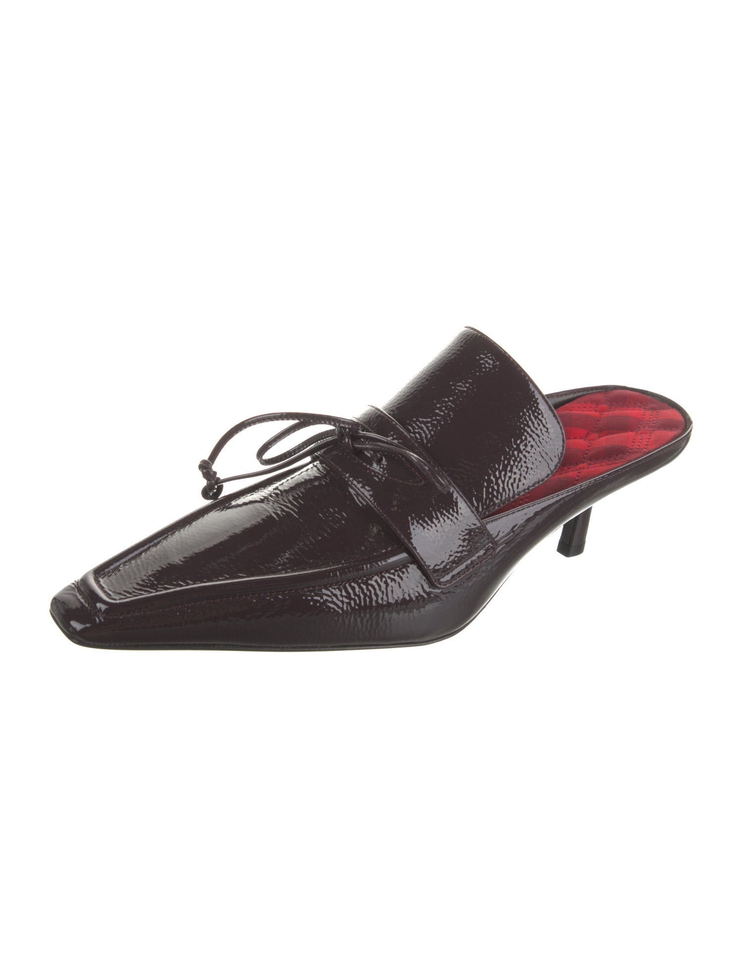 Burberry Patent Leather Bow Accents Mules